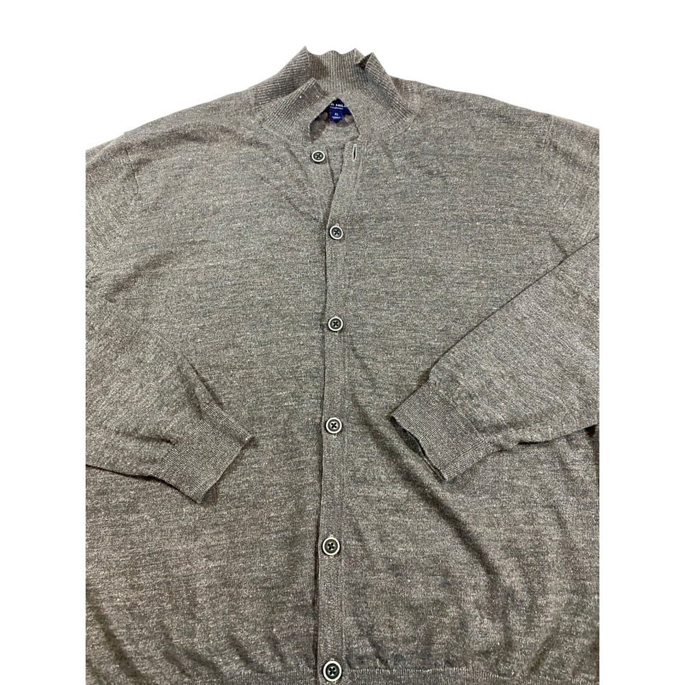 Peter Millar Collection Mens Cardigan Sweater XL Gray Linen Merino Wool Button‎